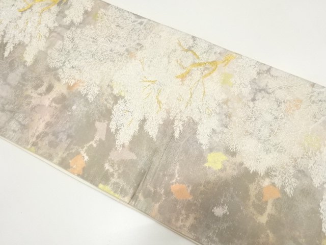 アンティーク　引箔　樹木模様織り出し袋帯（材料）